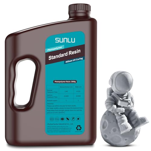 Image of SUNLU 3D Printer Resin 3kg, Fast Curing Standard 3D Resin for Most Resin 3D Printers, 395 to 405nm UV Curing 3D Printing Liquid Photopolymer Resin, Low Shrinkage and High Precision, 3000g, Grey