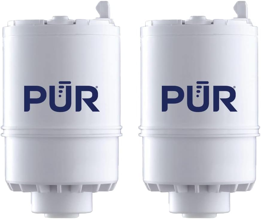 PUR PLUS Filtration System, Chrome – Horizontal Faucet Mount, 1 Count (Pack of 1) & RF3375 Water Filter Replacement for Faucet Filtration Systems, 2 Pack, Multicolor - - 