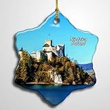 Poland Castle Niedzica Christmas Ceramic Ornament Xmas Tree Decor Souvenirs Double Sided Snowflake Porcelain Home Gifts
