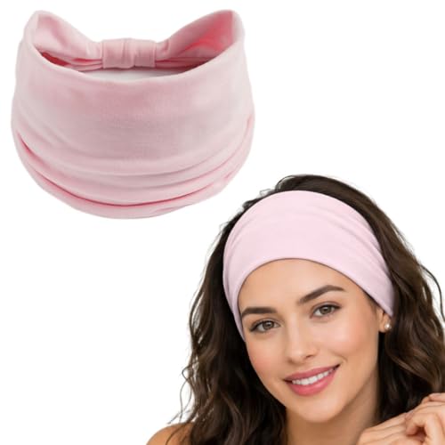 Image of XFYT Super Soft Fabric Women Hairband| Soft Absorbent Trendy Wide Premium Stretchable Sports Headbands (Blush Pink)