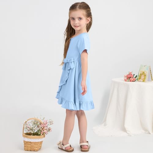 Toddler Girls Dress Cute Short Sleeve with Cotton Summer Dresses Casual Infant Beach Casual Sundress 3-8 Years2