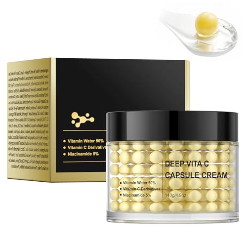 IREV Deep Vitamin C Capsule Face Moisturizer, Moisturizing Facial Cream, Transparent Gel for Radiant Skin, Hydrating Night Face Skin Care, Jelly Cream for Dull, Uneven Tone 4.9 OZ