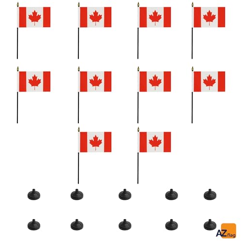 Drapeau canadien de bureau en polyester résistant avec hampe élégante à pointe dorée AZ FLAG