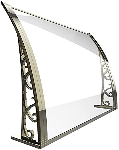Front Back Door Porch Canopy Patio Cover Door Window Awning Canopy Rain Snow Protection Arched Awning Aluminum Alloy(Color:clear;Size:120X300Cm) #TOP29