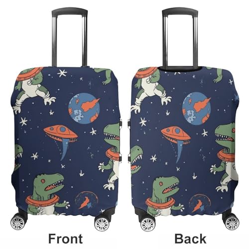 Funny Astronaut Dinosaur Rocket Printed Luggage Cover Protector, Fits 18-32 Inch Luggage3