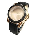 ROUHO 40mm Uhrengehäuse + Kautschukband + Faltschließe, für Miyota 8215 8205 Werk 28,5mm Zifferblatt, Keramik Lünette Uhrengehäuse für Rolex Yacht-Master SUB-B