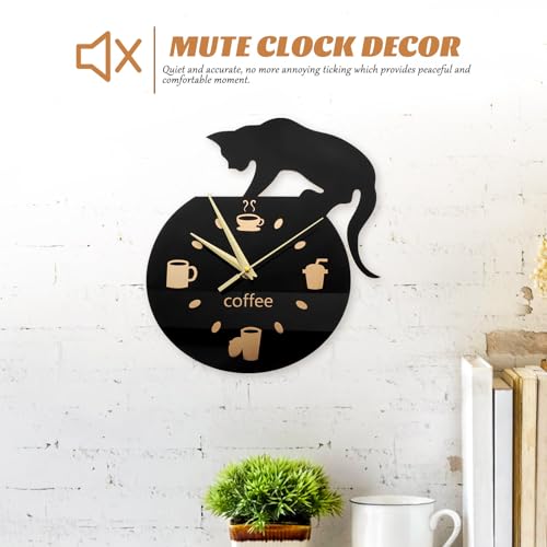 Horloge murale de chat cartoon de découpe précise en bois