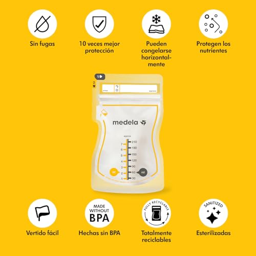 Miniatura 3 de Medela Bolsas De Almacenamiento De Leche Materna Easy Pour, Bolsas Desechables De 210 Ml, A Prueba De Fugas, Protegen Los Nutrientes De La Leche, Sin Bpa, Paquete De 100, Exclusivo En Amazon