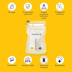Medela bolsas de almacenamiento de leche materna Easy Pour, bolsas desechables de 210 ml, a prueba de fugas, protegen los nutrientes de la leche, sin BPA, paquete de 100, Exclusivo en Amazon