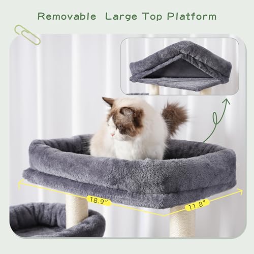 Árbol para gatos alto con túnel y plataforma grande miniatura 6