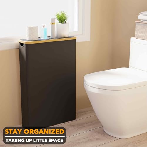 SpaceAid Extra Large Toilet Paper Storage with Lid, Hold up to 24 Regular Rolls or 18 Mega Rolls, Slim Toilet Paper Basket Holder Bin Container, Bathroom Accessories Organizer, Black by SpaceAid - Image 7