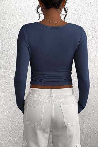 Image of PRETTYGARDEN Women's Fall Long Sleeve Henley T Shirts