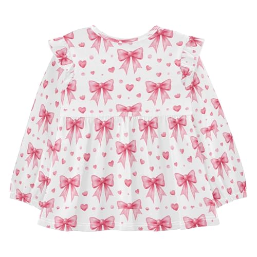 Love Heart Bow Girls Shirts Cotton Long Sleeve Ruffle Toddler Tee Tops2