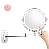 Touch Button einstellbar Licht - Halten Sie den Schalter gedrückt, und das Licht auf dem Touchscreen wird heller oder dunkler. Unser kabelloser Kosmetikspiegel mit LED Beleuchtung wird von 4 x AAA-Batterien betrieben (Batterien nicht enthalten).