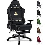 Vittanly Gaming Stuhl, Luxuriöser Wildlederimitat Gaming Chair Bürostuhl, Ergonomischer Schreibtischstuhl mit Fußstütze Kopfstütze und Lendenkissen, 3D Armlehnen, 90-155° Rückenlehne, Schwarz