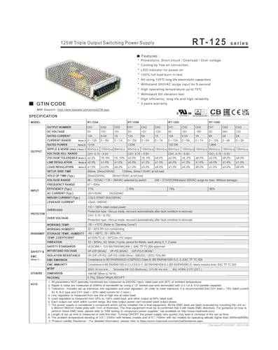 Alimentation à découpage RT-125B pour armoire électrique de commande - 3