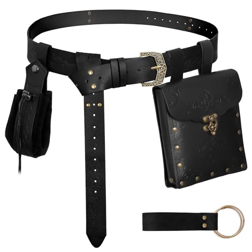 Pochette médiévale viking pour ranger vos objets dans un costume de pirate noir