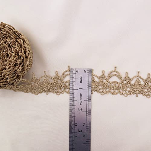 Idongcai Gold Lace Trim For Sewing,Gold Fabric,Golden Lace Metallic Floral Scalloped Lace Trim For Wedding Bridal,Diy Craft,Home Decor 4.8 Yards #TOP25