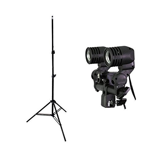 Kit de Iluminação com Sombrinha Branca Difusora, Sombrinha Refletora Preta e Prata, Tripé de 2 metro