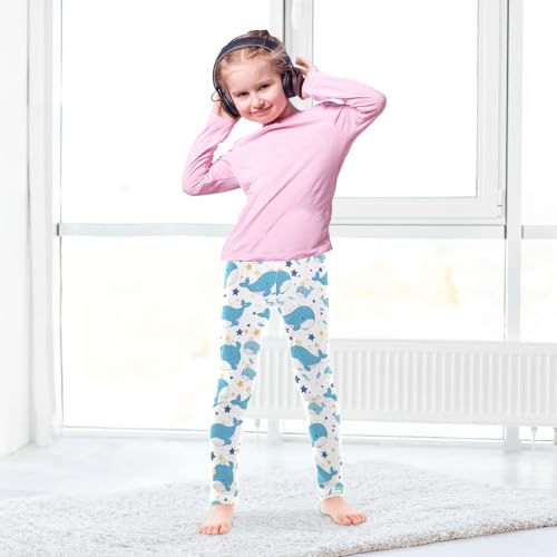 Blue Whales Girls' Leggings Toddler Doodles Kids Yoga Pants Dance Active Tights 4T4
