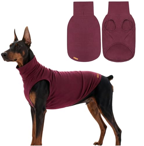 Pull col roulé chien très grande taille polaire rouge