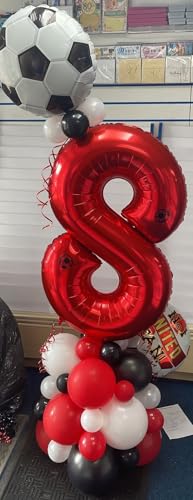 Image of Red Number 8 Balloon 40 Inch, 8th Birthday Party Decorations, Giant 8 Foil Balloon for Party Supplies