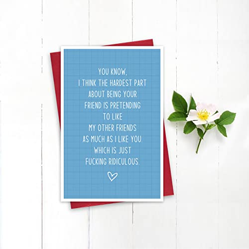 Sarcastic Friendship Card For Bestie, Funny Best Friend Greeting Card, Hardest Part About Being Your Friend #TOP2