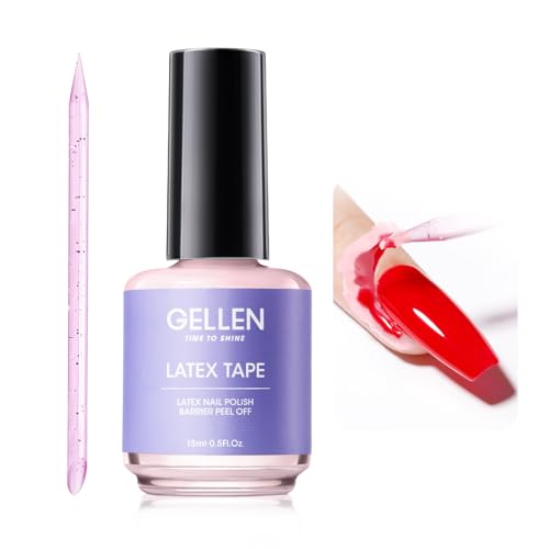 Gellen Liquid Latex for Nails, Peel Off Cuticle Guard for Nail Polish Skin Barrier Protector Nail Art Liquid Latex Tape for Manicure Home Salon 15ml Pink Cuticle Protectors Gifts for Women