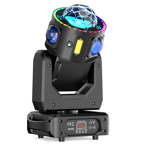 Lyre LED 150W RGBW Lumières de scène Jeux de Lumière Rotation à 360° Beam Moving Head pour soirées, Fête, Club, Discothèque, Salle de danse