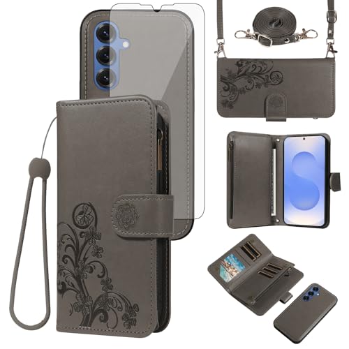 Coque portefeuille Samsung S25 Plus avec porte-cartes détachable et sangle
