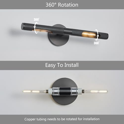Image of 19 inch L Picture Light Dimmable Vanity Bathroom Light Rotatable 360 Wall Sconce Lights for Pictures Art Gallery Painting Frame,Include Bulbs,Black 19 inch L x 1.38 inch D
