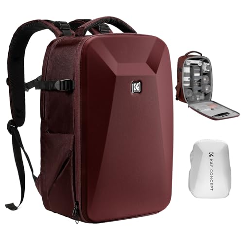 K&F CONCEPT Mochila rígida para cámara réflex digital con compartimento para laptop de 15 a 15.6 pulgadas, funda rígida impermeable compatible con dron Canon/Nikon/Sony/DJI Mavic