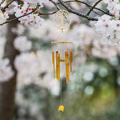 Sinos de vento de bambu para exterior,Carrilhão de vento ao ar livre | Windchimes ao ar livre com so