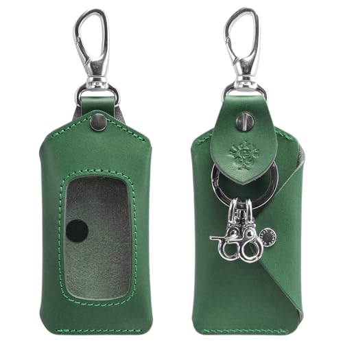 スマートキーバッグホルダー Sサイズ 栃木グリーン 【Ricky's】 単体 ほぼ 全機種対応 スマートキー クリア窓 窓付き キーケース キーレス ケース キーカバー 玄関扉 鍵 家 ドアキー YKKAP LIXIL 三協アルミ 本革 革 レザー 栃木レ