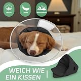 Supet Halskrause Hund zum Verhindern des Leckens mit weichem Polster, klare Elizabeth-Recovery-Halskrause nach Operation, alternative Kopfkrause für große, mittlere und kleine Hunde(Reines Schwarz,XS)