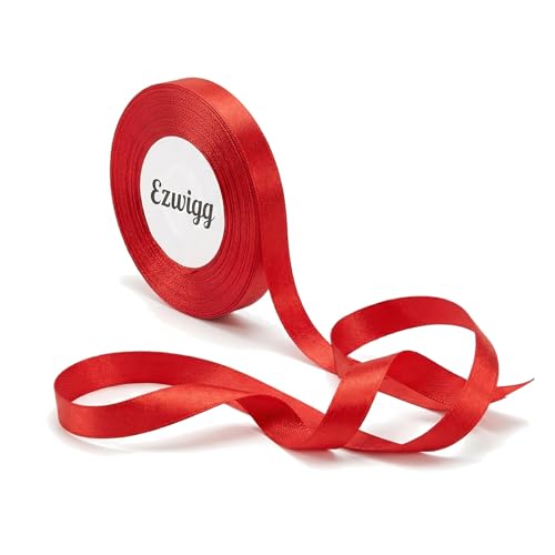 Red Ribbon 3/8 Inch 25 Yards, Smooth Continuous Ribbon for DIY Crafts, Gift Wrapping, Wedding Bows & Floral Design