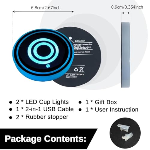 Luces LED para Portavasos de Auto 2 Piezas Multicolor miniatura 3
