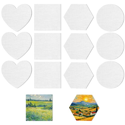Juego de 12 lienzos para pintar, lienzos magnéticos para pintar, lienzos magnéticos de algodón para acrílico, kit creativo para escuela, estudio y regalos