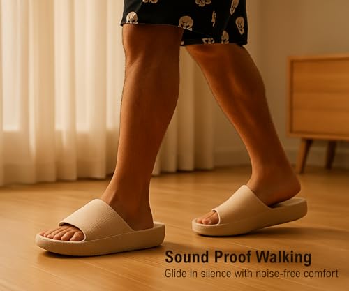 Image of Kraasa Cloudfoam Pillow Slippers for Men Non Slip Quick Drying Shower Slides Bathroom Sandals | Ultra Cushion | Thick Sole