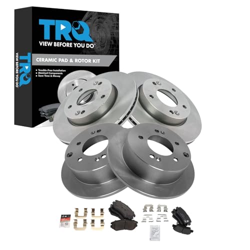 TRQ Front and Rear Brake Pad and Rotor Set Ceramic Compatible with 2010-2011 Kia Soul