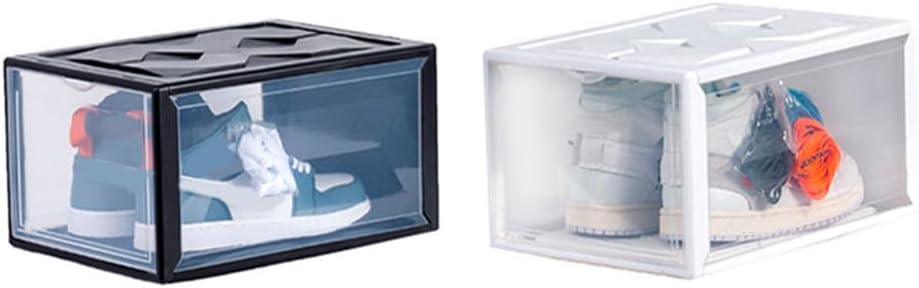 Transparent Plastic Shoe Box 14.17X10.23X7.87In Stackable Basketball Shoes Container with Ergonomic Handle for Home Closet Storage and Organization