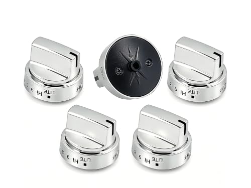 HZSRGG WB03X24818 Stainless Steel Knob Replacement for GE Gas Range Fit GE Stove Knobs WB03X24818 4363588 AP5989029 PS11729081 Gas Stove Knobs Replace LDG3016ST JGB700SEJ4SS JGB735SP1SS 5 Pack