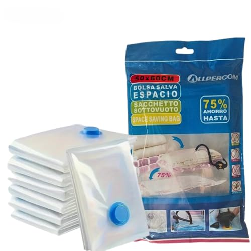 Bolsas vacio ropa aspiradora, bolsa almacenaje ropa al vacio, pack de 6 bolsas de vacio, bolsas envasar al vacio ropa, bolsas para guardar ropa al vacio con aspiradora, bolsas vacio edredones (Medium)