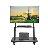 Hellsehen Mobile TV Stand,Rolling TVs Cart on Wheels Height Adjustable Heavy-Duty Floor Stand Base f