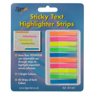 Indispensable Tiger Sticky Text Highlighter Strips (Neoteric Design) [Pack of 6]