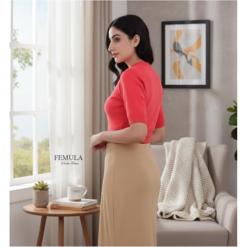 Image of Women Winter Wear V-Neck Half Sleeves Regular Fit Woollen Blouse