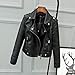 Produktbild Damen Lederjacke,Modeklassiker Vintage Schwarz Silm Punk Lässig Revers Damen Leder Biker Moto Jacke, Bequeme Weiche Pu Kunstleder Material, Retro Damenmantel Outwear Für Den Herbst Frühling, Schw