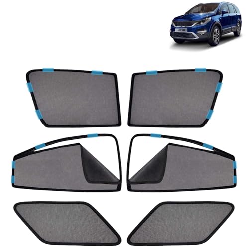 Image of KINGSWAY Car Sun Shade Curtains Only Compatible with Tata Hexa (2016 to 2020) | Front Window in Half Cut and Rear in Zipper (Magnetic) | UV & Heat Protection | Pack of 6 Pcs
