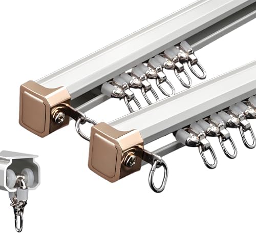 Heavy Duty 70-700cm Aluminum Curtain Track Set - Wall & Ceiling Mount for Thick Curtains, 110cm/3.6ft Length, Versatile White Rod for Smooth Gliding & Easy Installation
