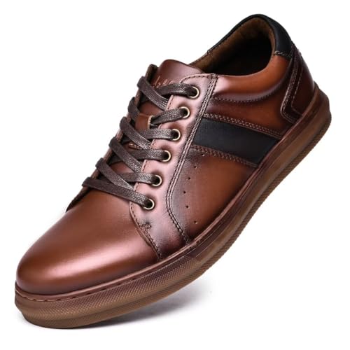 Image of Arkbird Casual Sneakers, Breathable Lace-Up Leather Walking Shoes Comfortable Fashion Sneakers for Men Daily Work